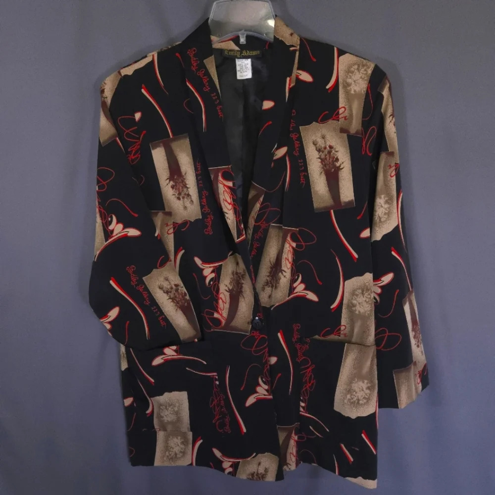 Vintage 80's Emily Adams‎ Blazer Oversized Goth Sepia Roses Size Medium Artsy